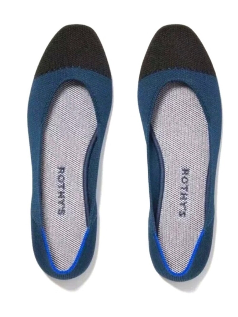 Rothy's Square Toe Starling Navy Flats Black Toe Size 12